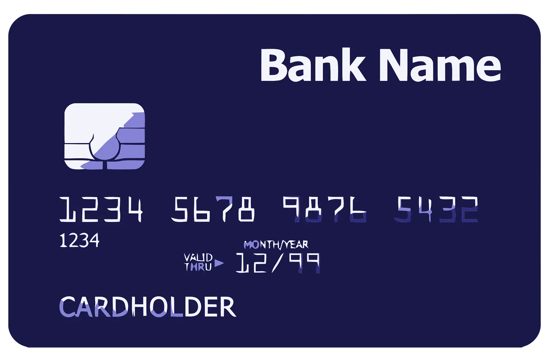 Carta bancaria blu scuro con chip in grafica generica – simbolo del conto da cui si inviano franchi a una piattaforma crypto