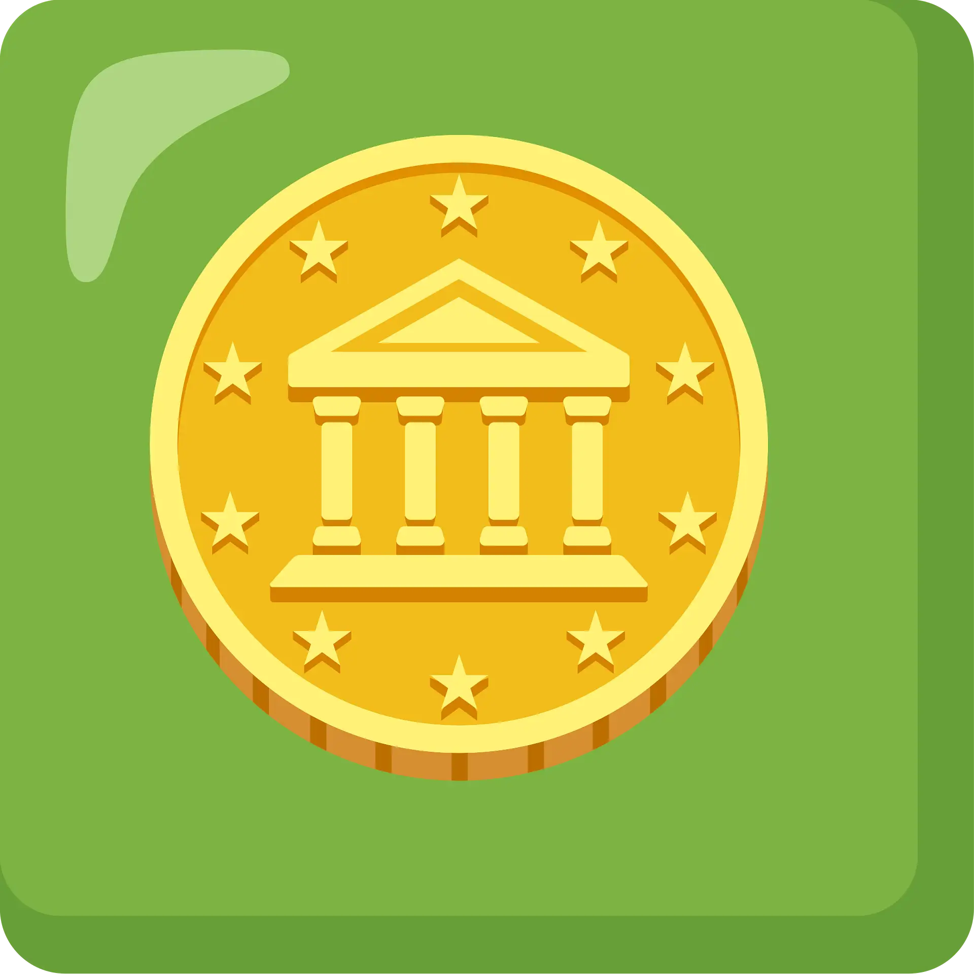 Coin icon with bank building