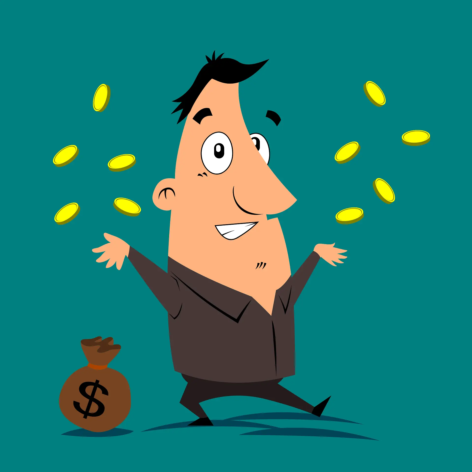 Illustrazione di un investitore che fa giocoleria con le monete