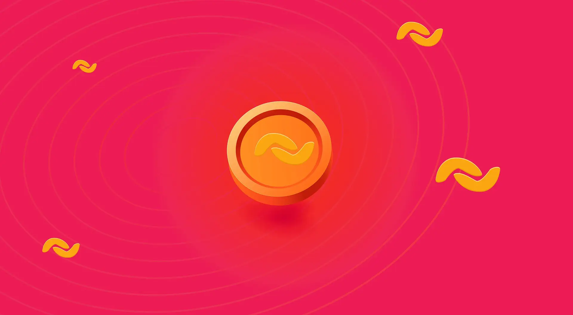 Illustration of a crypto token on a red background